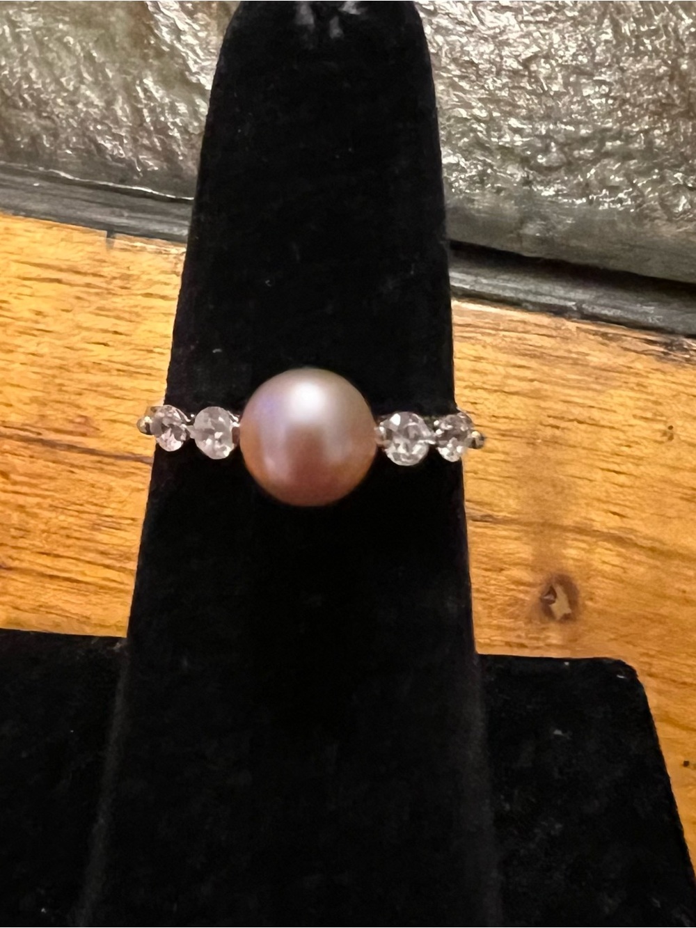 Vantel Pearls Pink Pearl & Crystal Ring